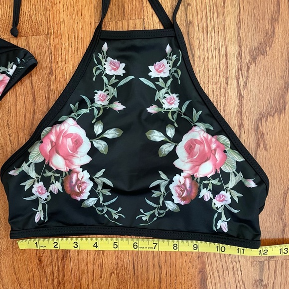 NWT Cupshe Black Floral High Waisted Bikini Size Small. - Picture 9 of 13